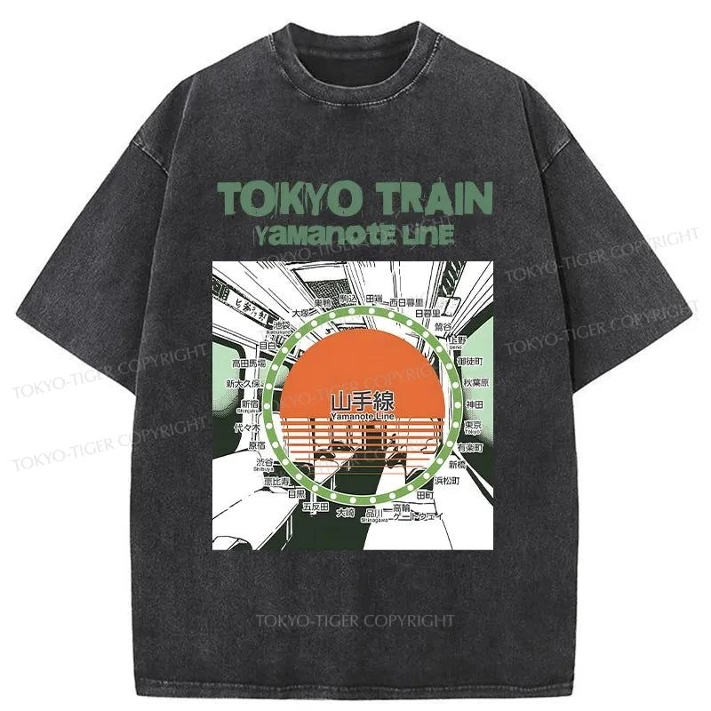 Tokyo-Tiger Yamanote Line Washed T-Shirt