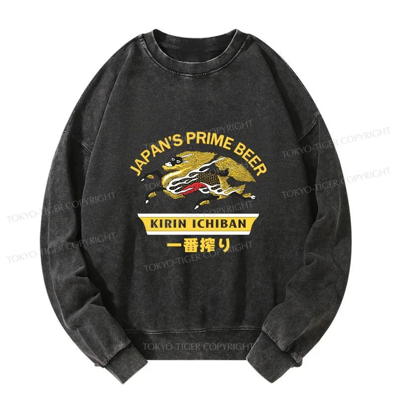 Tokyo-Tiger Kirin Ichiban Beer Logo Japanese Washed Sweatshirt