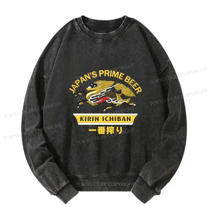 Tokyo-Tiger Kirin Ichiban Beer Logo Japanese Washed Sweatshirt