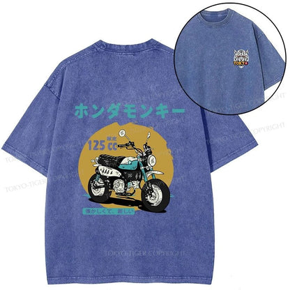 Tokyo-Tiger Honda Motorcycle Japanese Front Back Washed T-Shirt