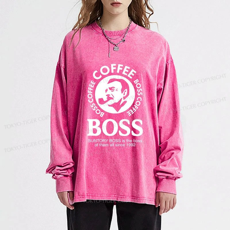 Tokyo-Tiger Boss Is The Boss Of Them All Washed Long Sleeve T-Shirt