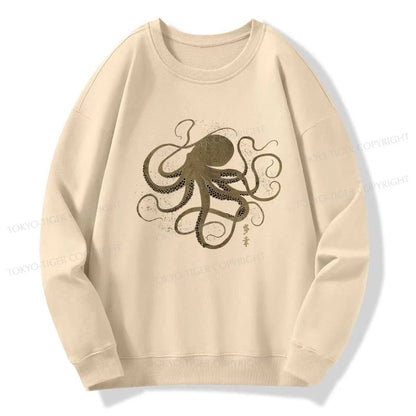 Tokyo-Tiger Octopus Japanese Gold Print Tattoo Sweatshirt