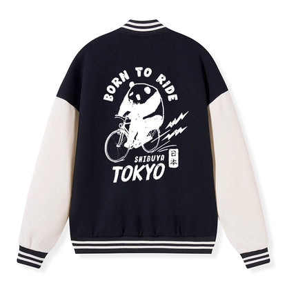 Tokyo-Tiger Pandas Ride Bicycles Embroidery Varsity Jacket