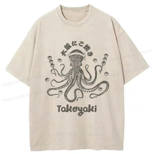 Tokyo-Tiger Osaka Takoyaki Japanese Washed T-Shirt