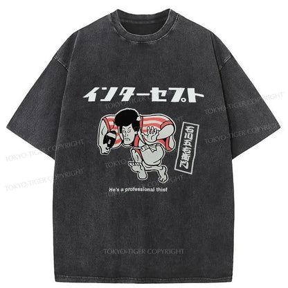 Tokyo-Tiger Samurai Thief Japanese Washed T-Shirt