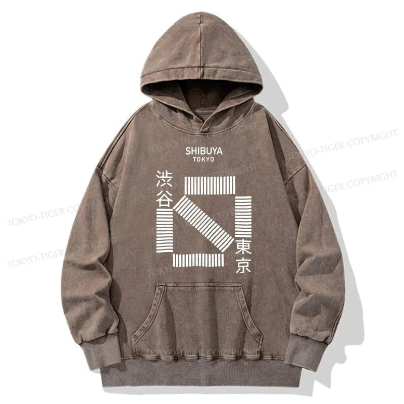 Tokyo-Tiger Japanese Shibuya Crossing Washed Hoodie