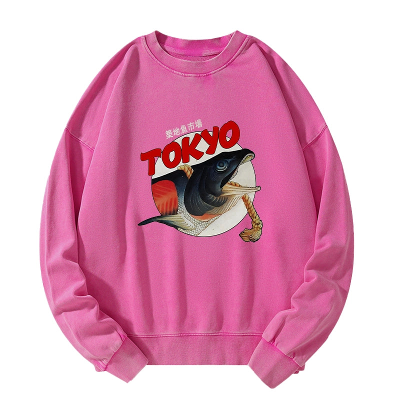 Tokyo-Tiger Vintage Japanese Tsukiji Fish Market Washed Sweatshirt