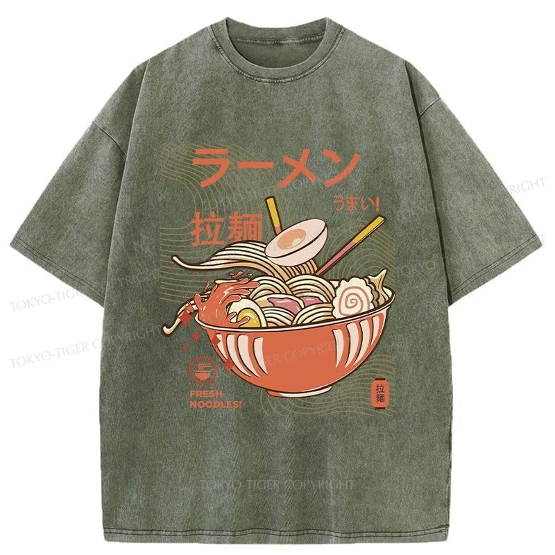 Tokyo-Tiger Fresh Ramen Noodles Washed T-Shirt