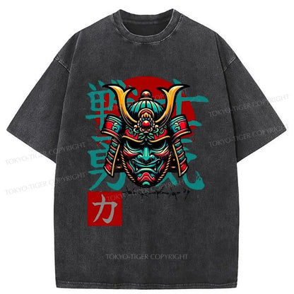 Tokyo-Tiger Samurai Warrior Spirit Japanese Washed T-Shirt