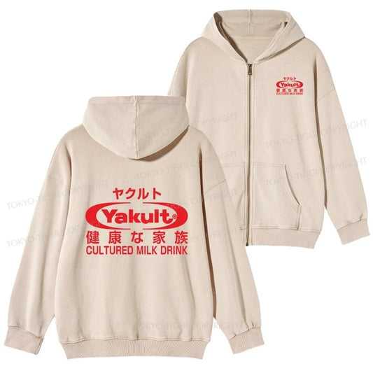 Tokyo-Tiger Yakult Logo Washed Zip Hoodie