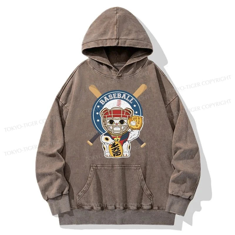 Tokyo-Tiger Janpaese Baseball Cat Washed Hoodie