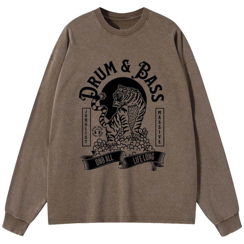 Tokyo-Tiger Drum & Bass Tiger Washed Long Sleeve T-Shirt