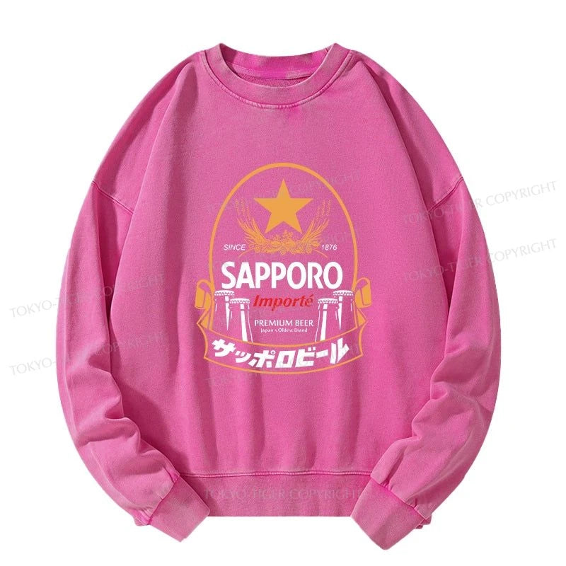 Tokyo-Tiger Sapporo Beer Japanese Memorabilia Washed Sweatshirt