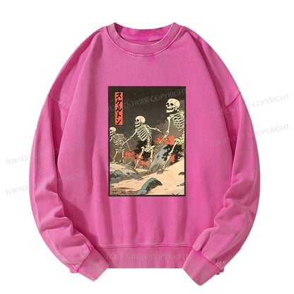 Tokyo-Tiger Japanese Rising Skeletons Washed Sweatshirt