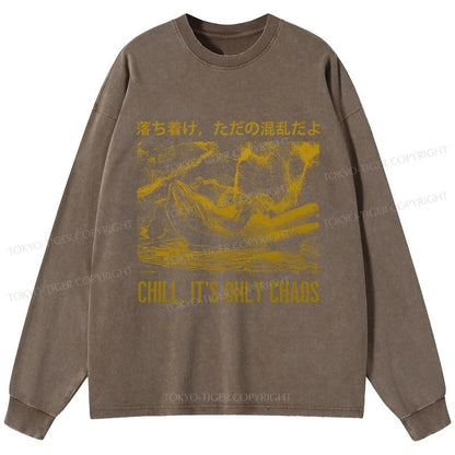 Tokyo-Tiger Cool Frog Japanese Washed Long Sleeve T-Shirt