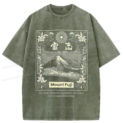 Tokyo-Tiger Japan Mount Fuji Washed T-Shirt