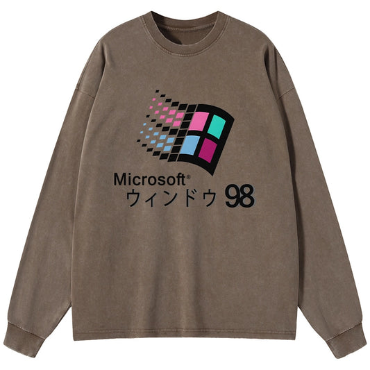 Tokyo-Tiger Microsoft Windows 98 Washed Long Sleeve T-Shirt