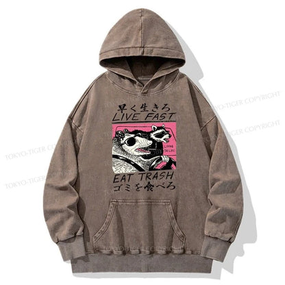 Tokyo-Tiger Live Fast Eat Trash Washed Hoodie