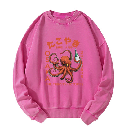 Tokyo-Tiger Octopus Drinks Soju Washed Sweatshirt