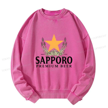 Tokyo-Tiger Sapporo Beer Logo Japanese Washed Sweatshirt