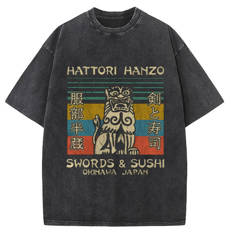 Tokyo-Tiger Hattori Hanzo Lion Japanese Washed T-Shirt
