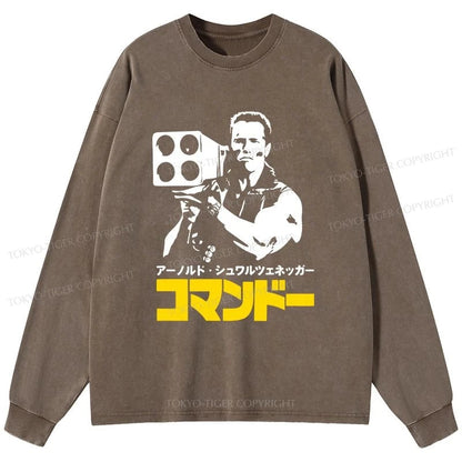 Tokyo-Tiger Commando In Japanese Washed Long Sleeve T-Shirt