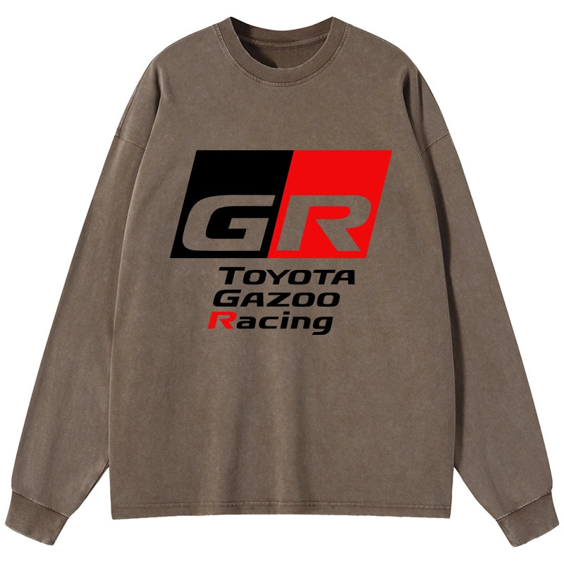 Tokyo-Tiger Toyota Gazoo Racing GR Logo Washed Long Sleeve T-Shirt