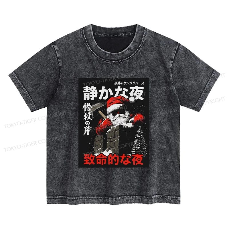 Tokyo-Tiger Not So Silent Night Kids Washed T-Shirt