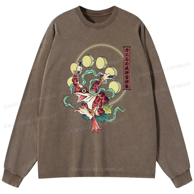 Tokyo-Tiger Frog Monster Japanese Washed Long Sleeve T-Shirt