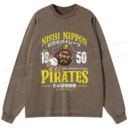 Tokyo-Tiger Nishi Nippon Baseball Washed Long Sleeve T-Shirt