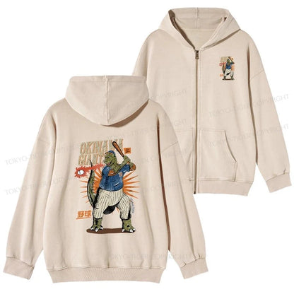 Tokyo-Tiger OKINAWA GIANTS Dinosaur Washed Zip Hoodie