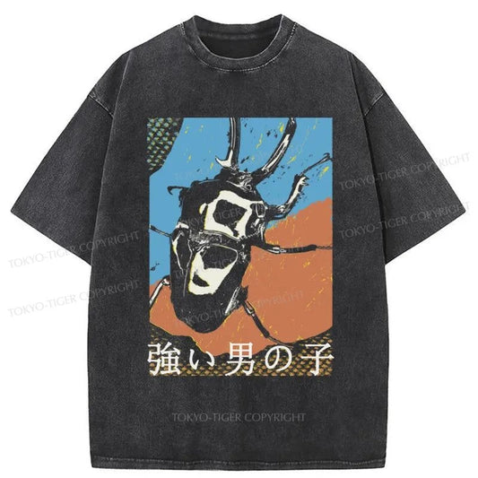 Tokyo-Tiger Strong Beetle Japanese Washed T-Shirt