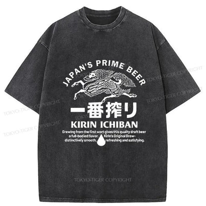 Tokyo-Tiger Kirin Ichiban Beer Logo Washed T-Shirt