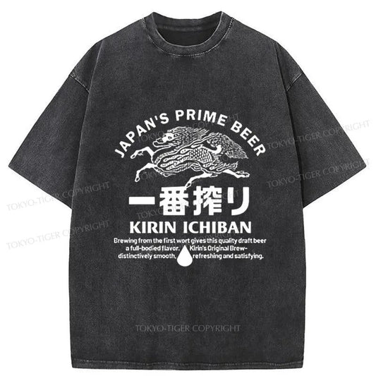 Tokyo-Tiger Kirin Ichiban Beer Logo Washed T-Shirt