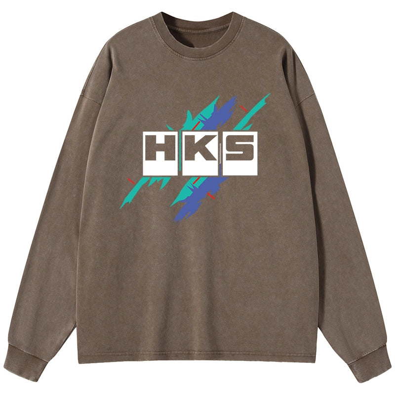 Tokyo-Tiger HKS Drifting Drag JDM Washed Long Sleeve T-Shirt