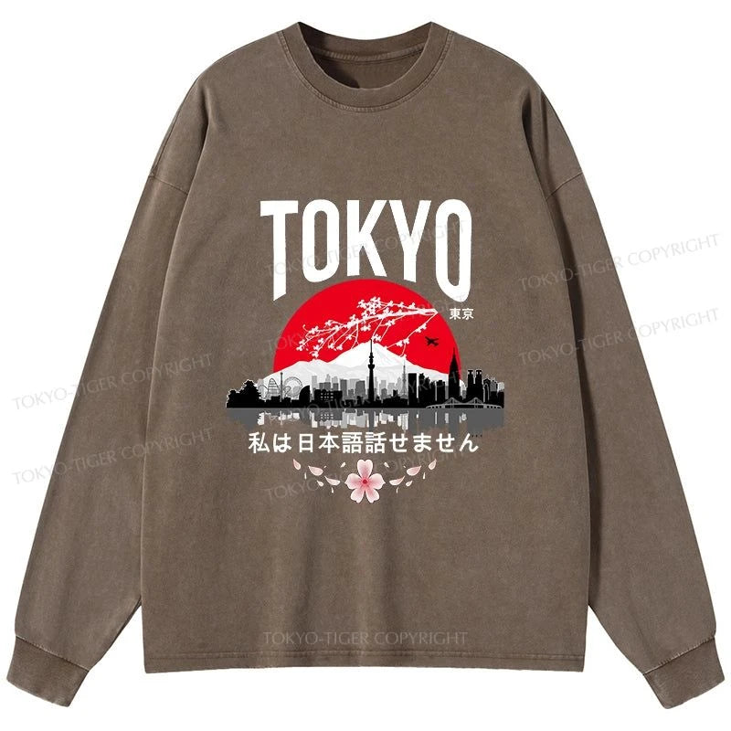 Tokyo-Tiger I don’t speak Japanese Washed Long Sleeve T-Shirt