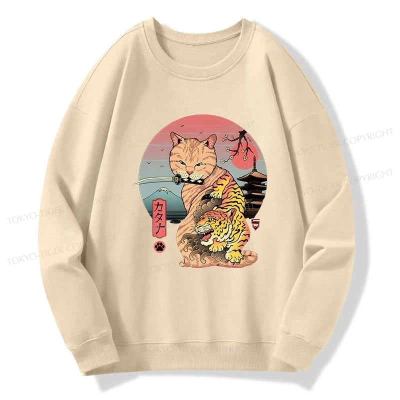 Tokyo-Tiger Katana Cat Tattoo Sweatshirt