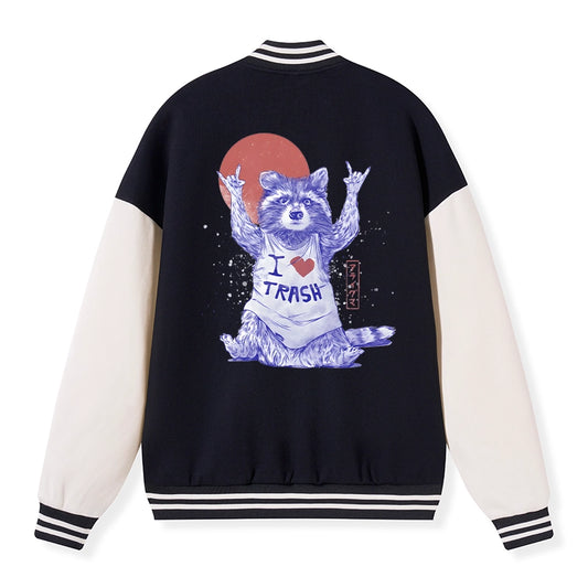 Tokyo-Tiger I love Trash Embroidery Varsity Jacket