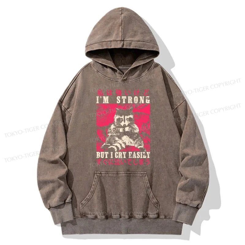 Tokyo-Tiger I Am Strong Raccoon Washed Hoodie