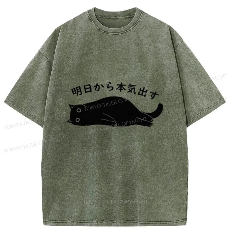 Tokyo-Tiger I'm Going To Get Serious Tomorrow Washed T-Shirt