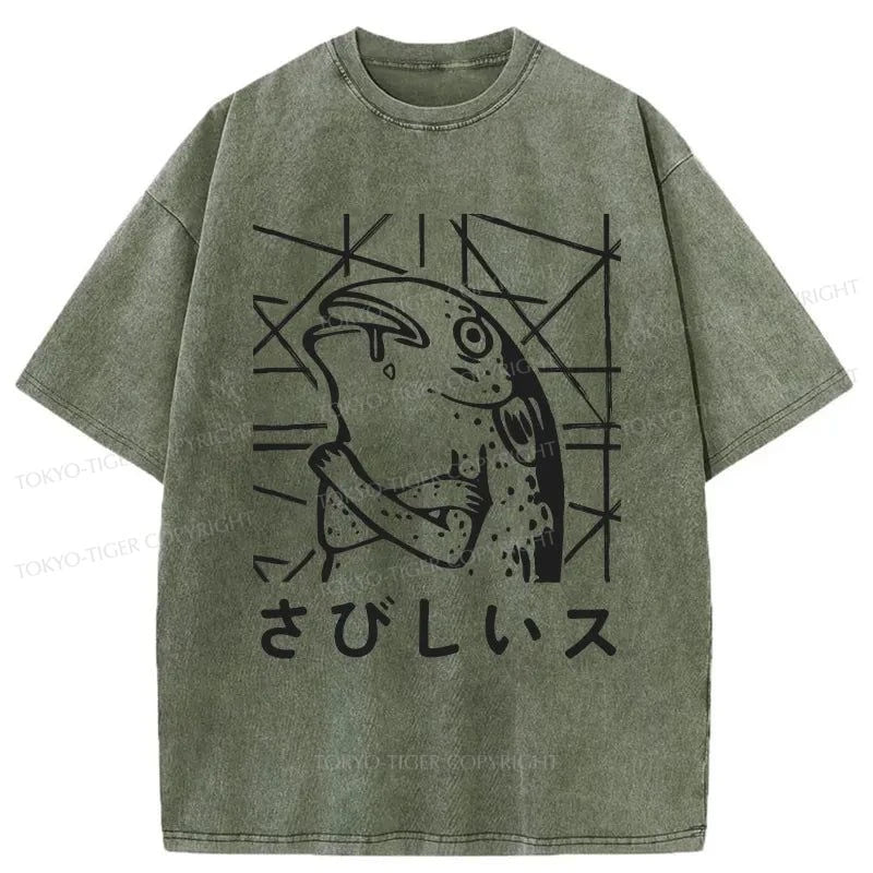 Tokyo-Tiger Lonely Fish Washed T-Shirt