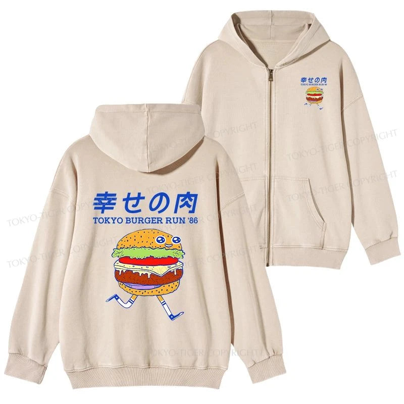 Tokyo-Tiger Tokyo Burger Run Japanese Washed Zip Hoodie