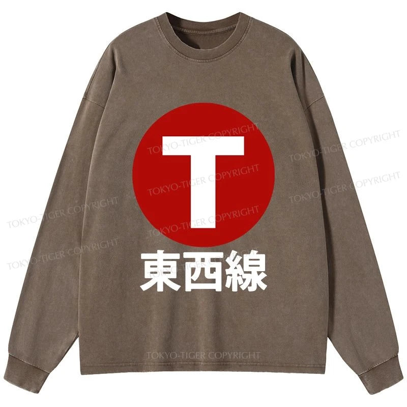 Tokyo-Tiger Tozai Line Kyoto Washed Long Sleeve T-Shirt