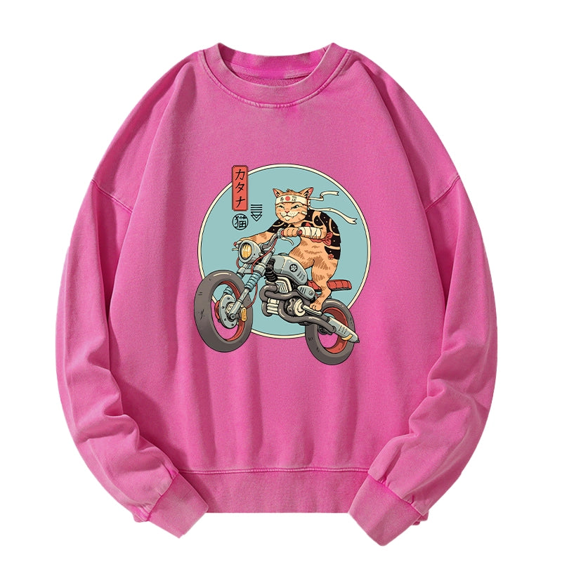 Tokyo-Tiger Catana Motorcycle Washed Sweatshirt