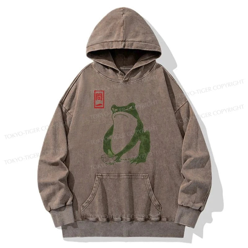 Tokyo-Tiger Woodblock Print Frog Washed Hoodie