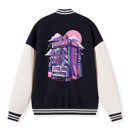 Tokyo-Tiger Japanese Vending Machines Embroidery Varsity Jacket