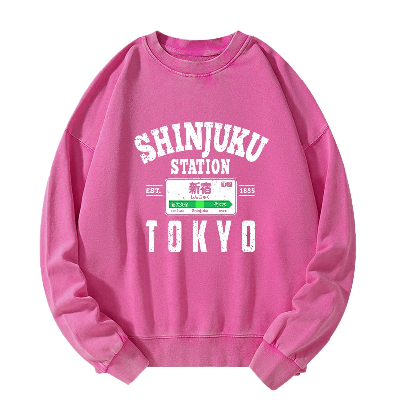 Tokyo-Tiger Shinjuku Station Yamanote Line Washed Sweatshirt