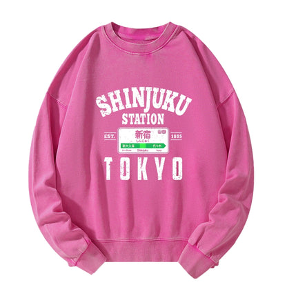 Tokyo-Tiger Shinjuku Station Yamanote Line Washed Sweatshirt