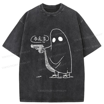 Tokyo-Tiger Ghost With Gun Japan Washed T-Shirt