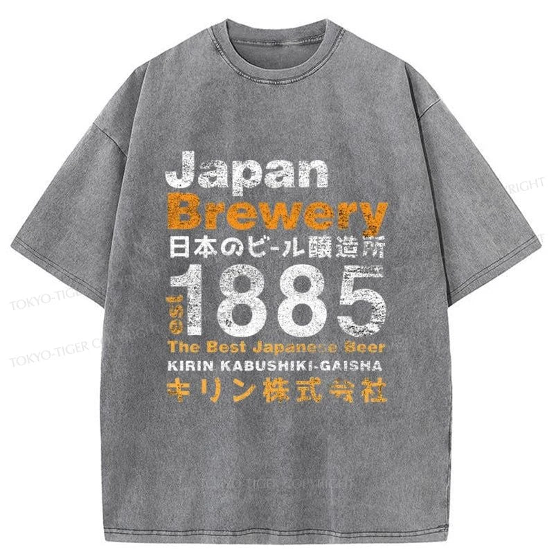 Tokyo-Tiger Japan Brewery Kirin 1885 Washed T-Shirt